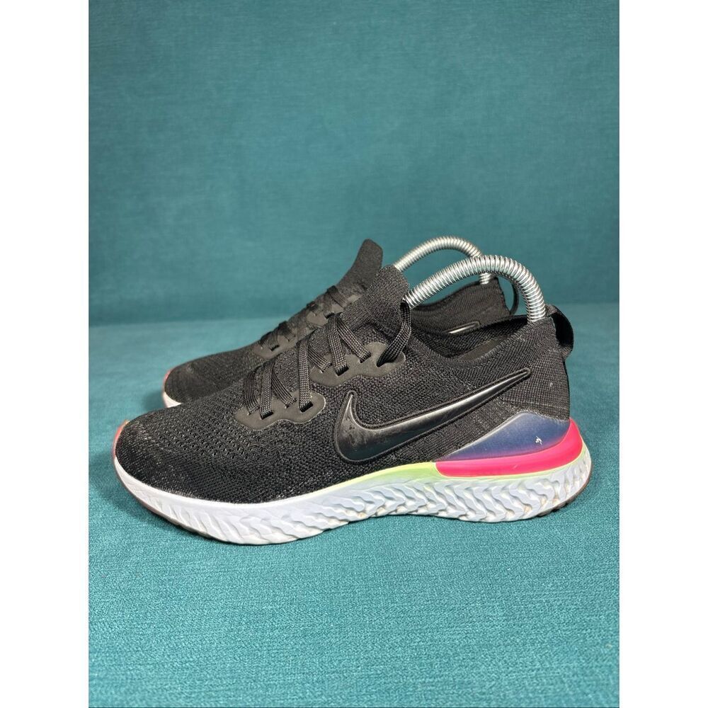 Nike Epic React Flyknit 2 Black Hyper Pink Volt Running Shoes Women’s Size 8